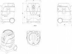 Размеры универсального строительного пылесоса Metabo ASA 25 L PC